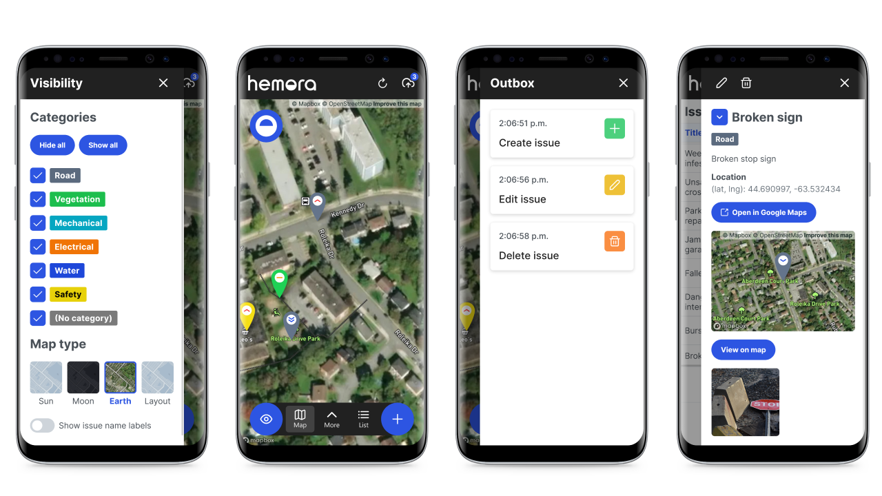 Mockups of the UI I created for Hemora